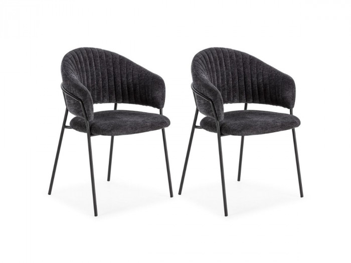 Lot de 2 chaises LOU tissu texturé