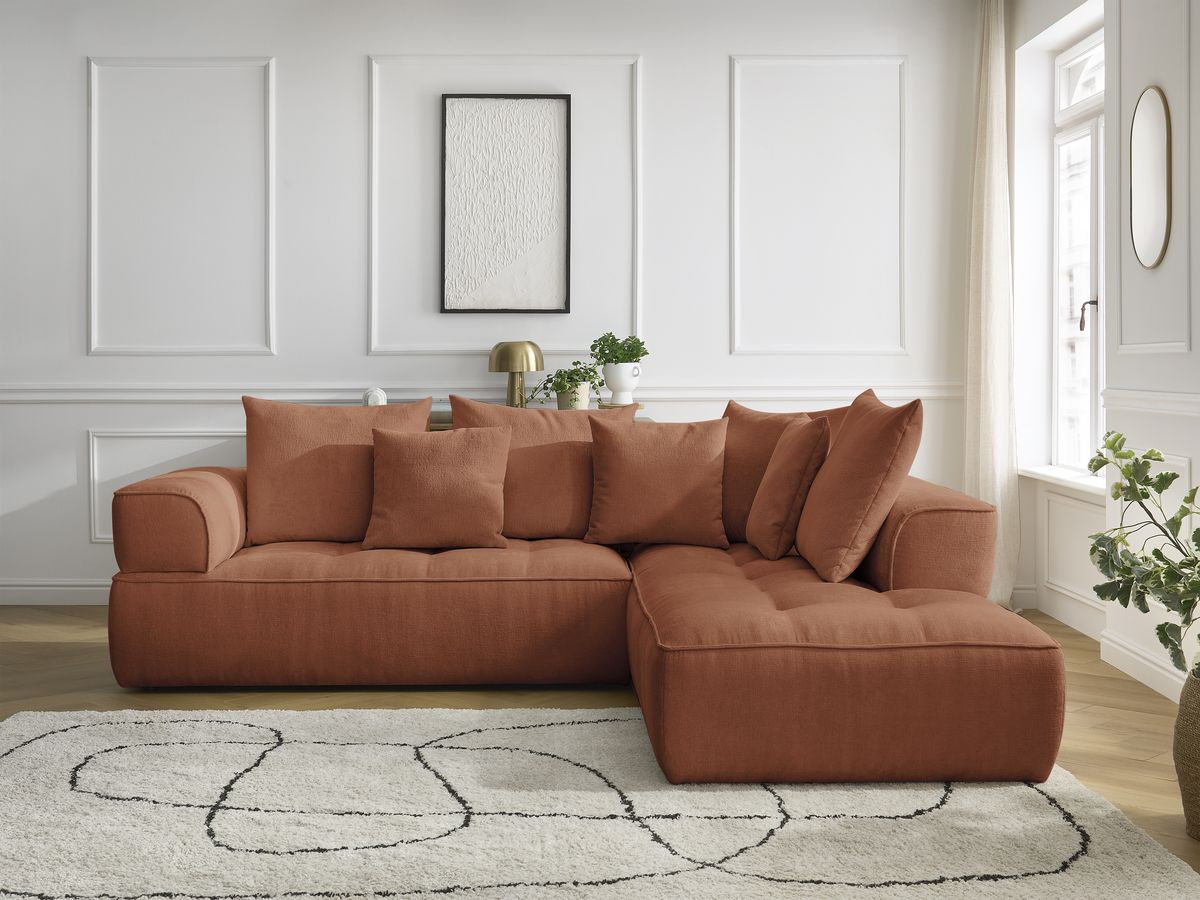 Canapé d'angle L fixe WHESLEY orange  angle droit BOBOCHIC 4 places - Vue supplémentaire 3