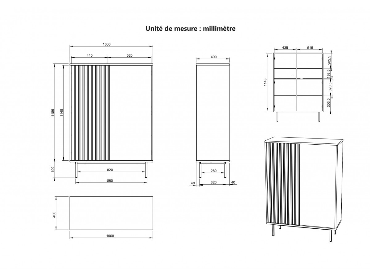 Ensemble CORNEILLE avec buffet 220 cm + meuble TV 220 cm + buffet haut 100 cm tasseaux pin massif