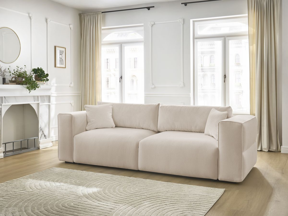 Canapé droit convertible coffre EZECHIEL chiné beige — vue 5