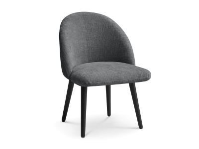 Chaise LALIE tissu texturé et pieds scandinaves noirs