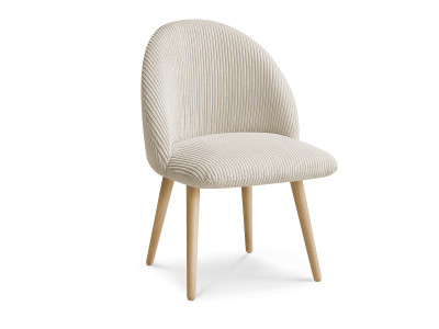 Chaise LALIE tissu velours côtelé et pieds scandinaves bois