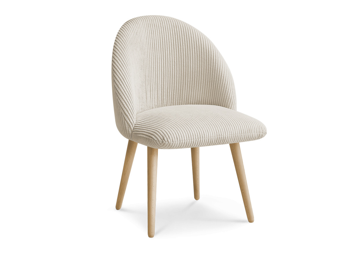 LALIE stoel in corduroy stof en Scandinavische houten poten