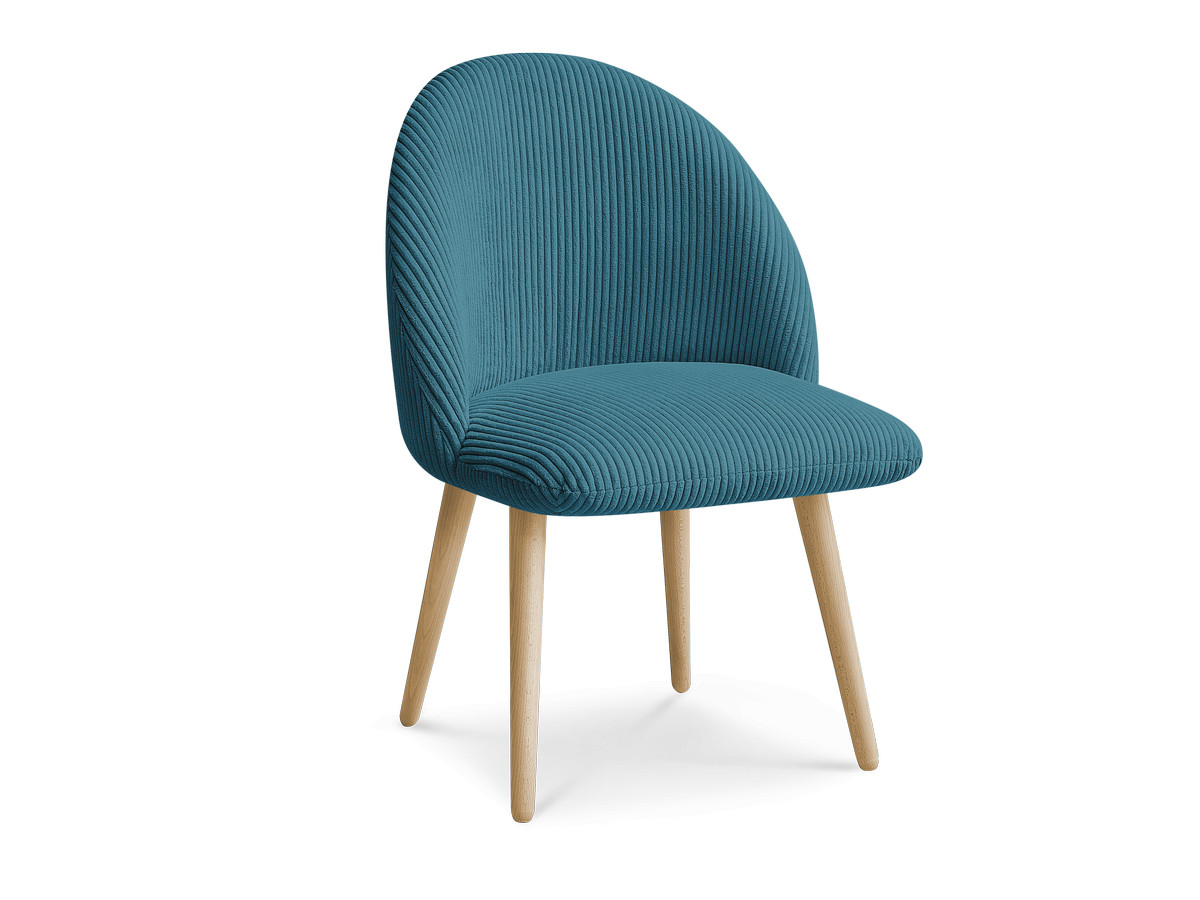 LALIE stoel in corduroy stof en Scandinavische houten poten