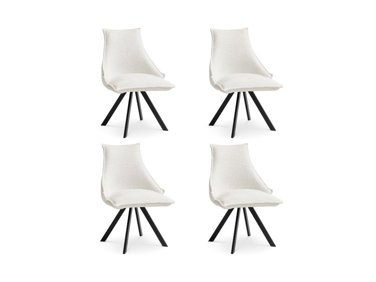 Lot de chaises KIRA tissu bouclette et pieds étoile