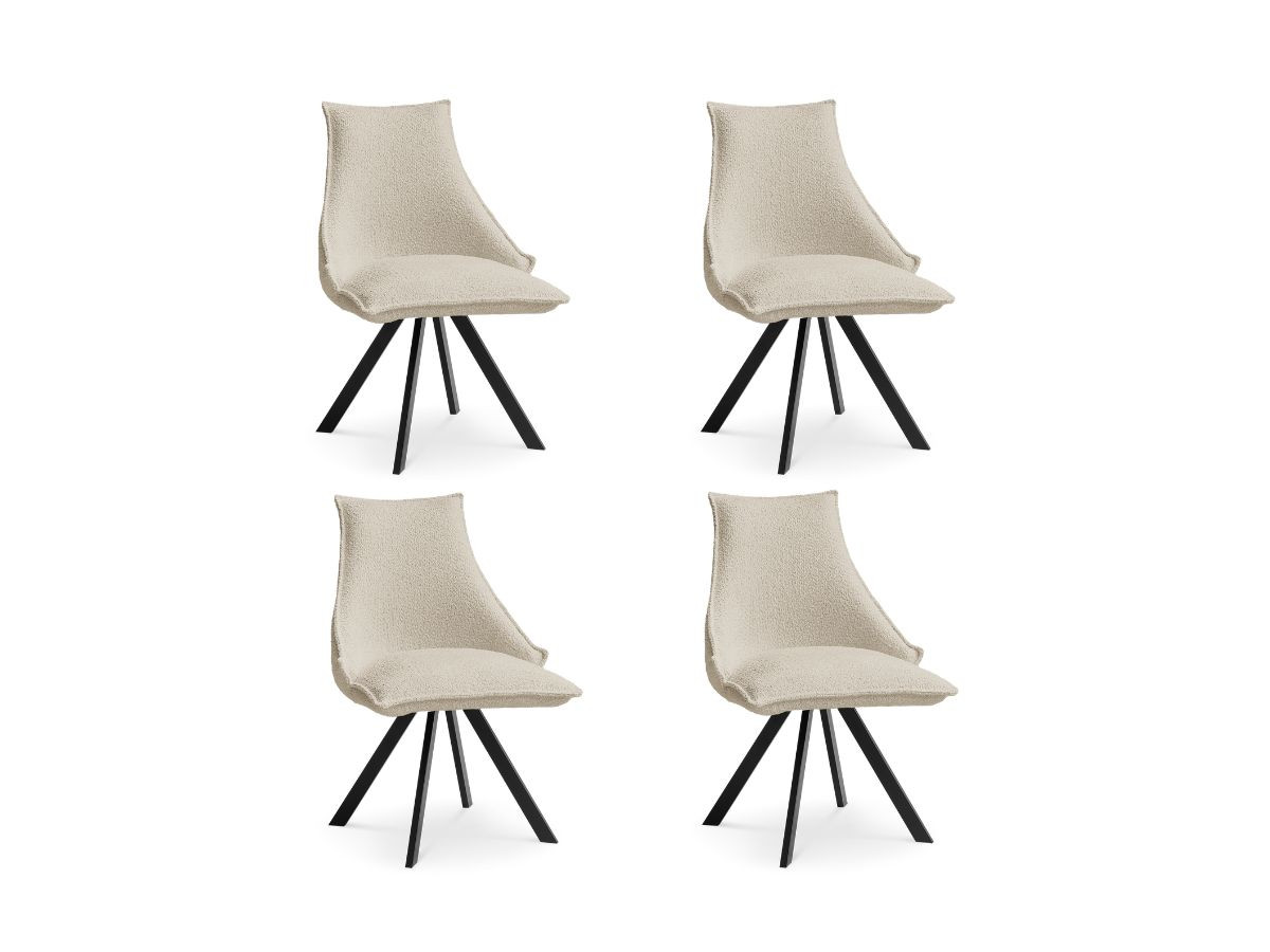 Lot de chaises KIRA tissu bouclette et pieds étoile