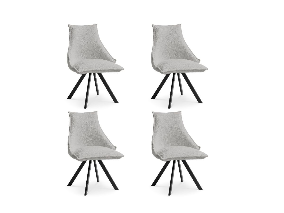 Lot de chaises KIRA tissu bouclette et pieds étoile