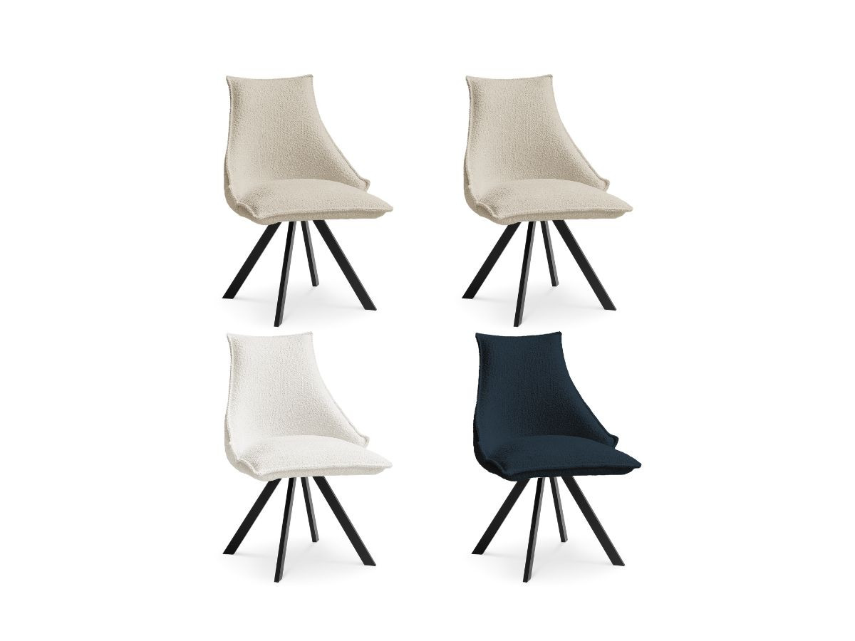 Lot de chaises KIRA tissu bouclette et pieds étoile