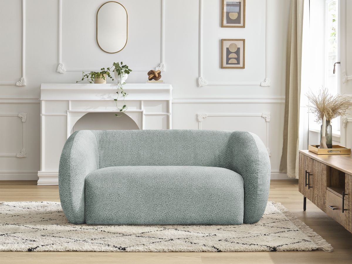 Canapé droit 2 places CELINE texturé bleu clair — vue 5