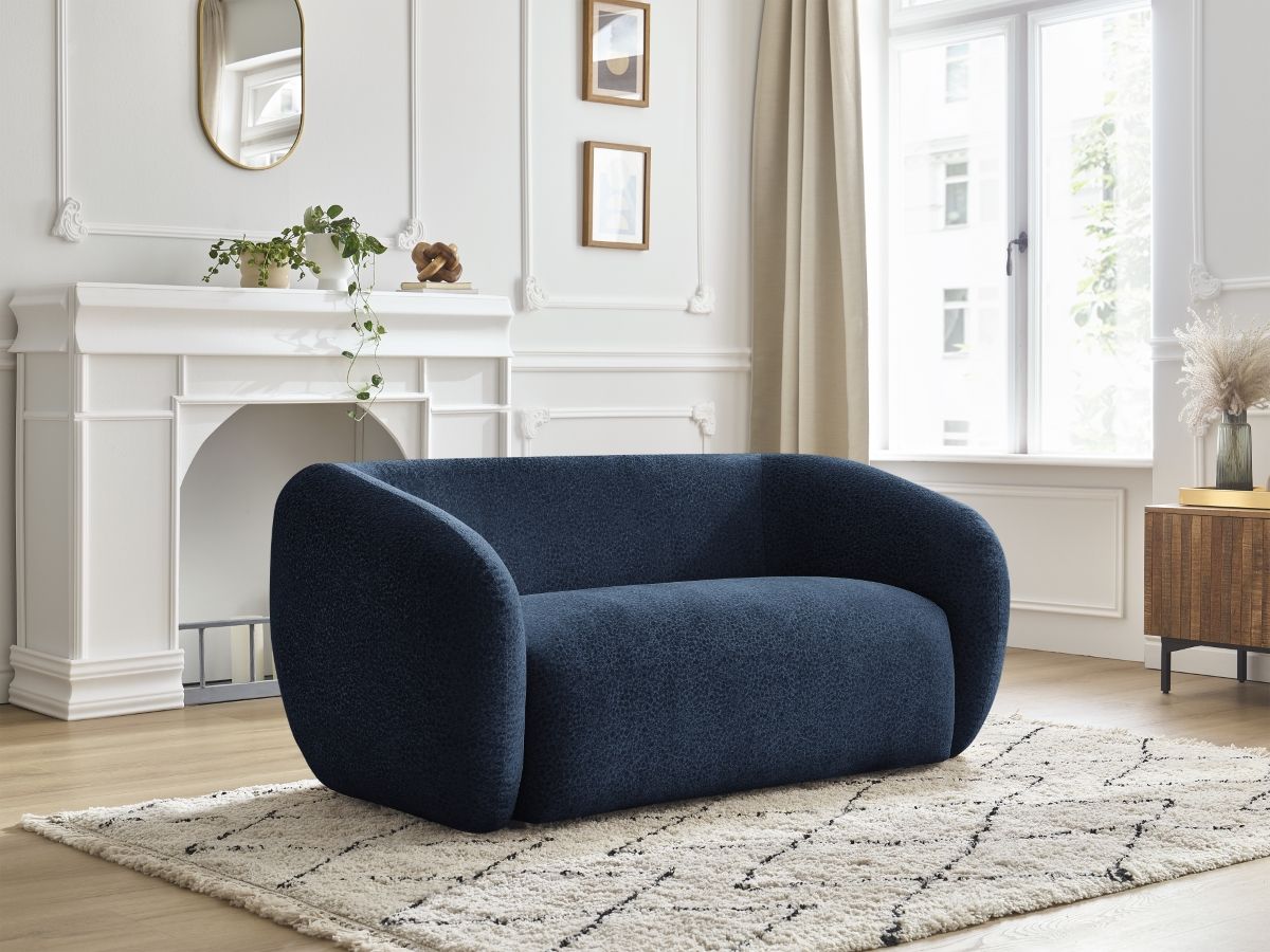 Canapé droit 2 places CELINE texturé bleu foncé — vue 4