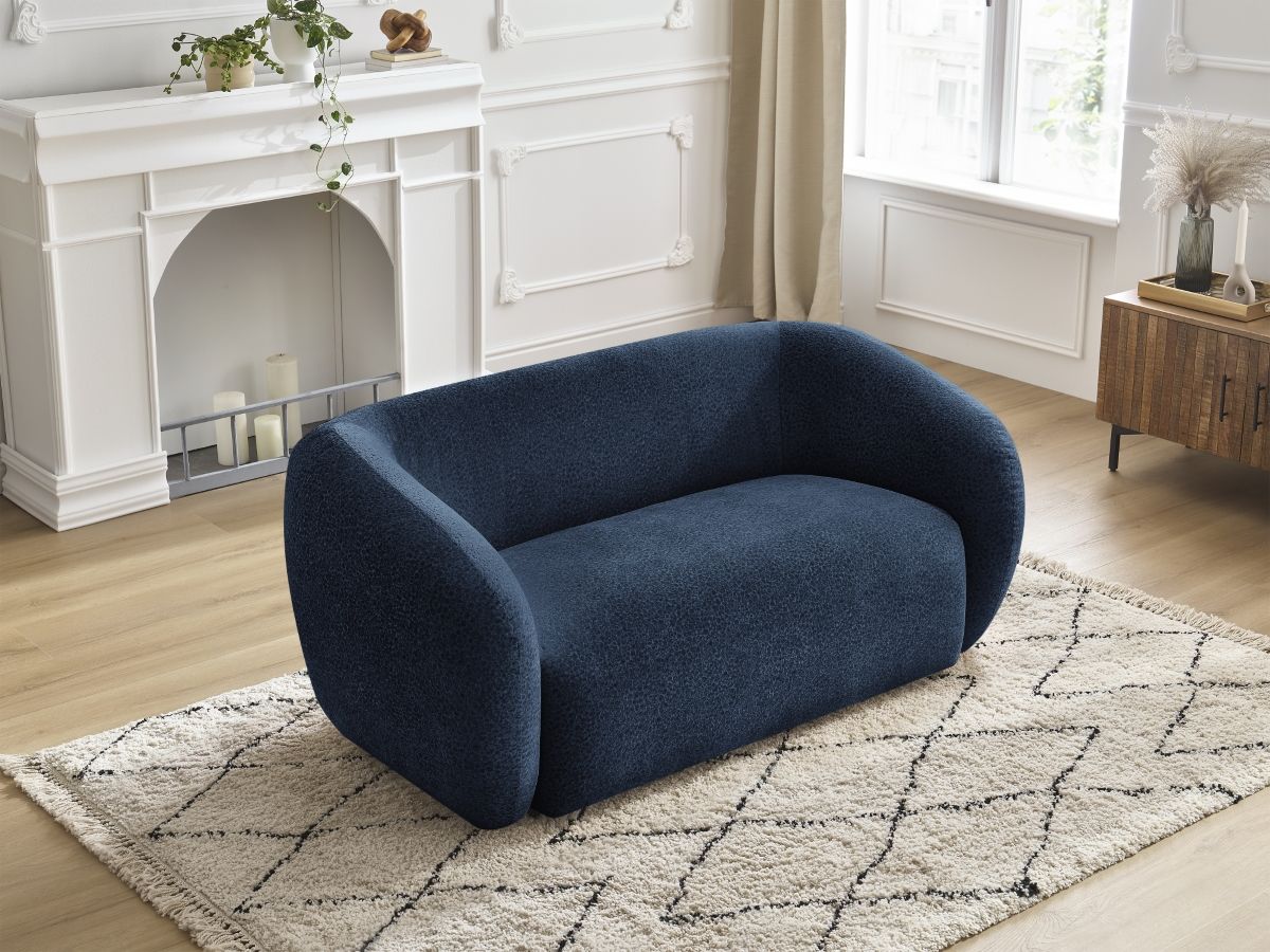 Canapé droit 2 places CELINE texturé bleu foncé — vue 6