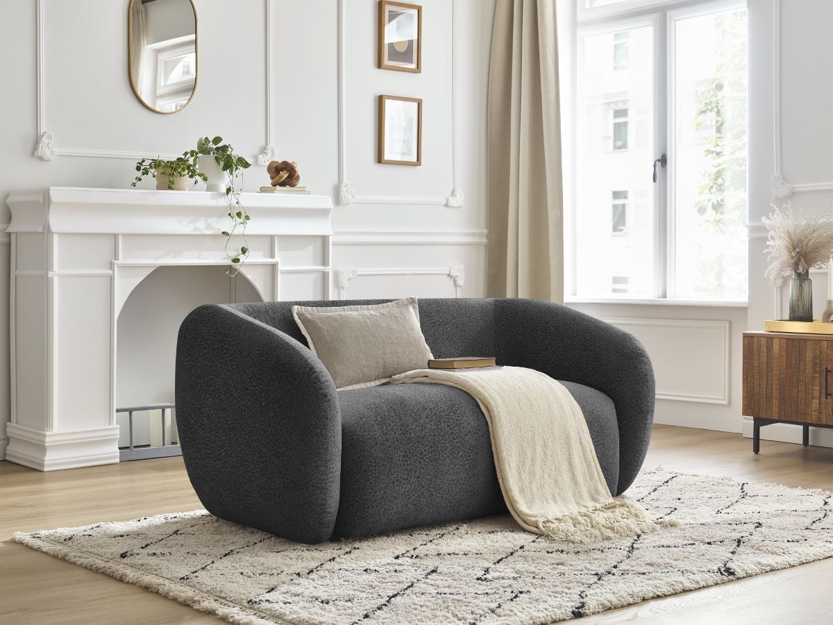 Canapé droit 2 places CELINE texturé gris foncé