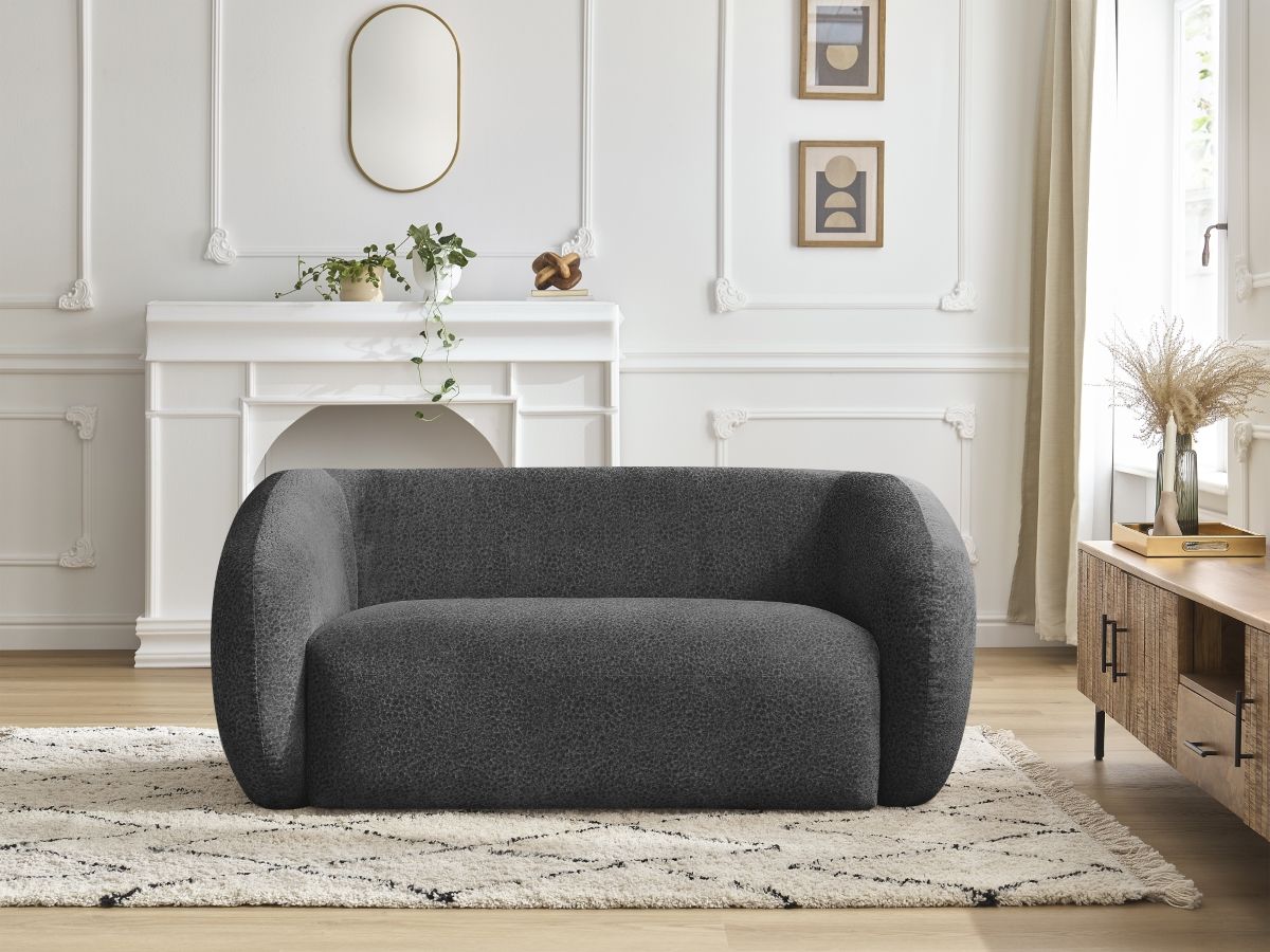 Canapé droit 2 places CELINE texturé gris foncé — vue 5