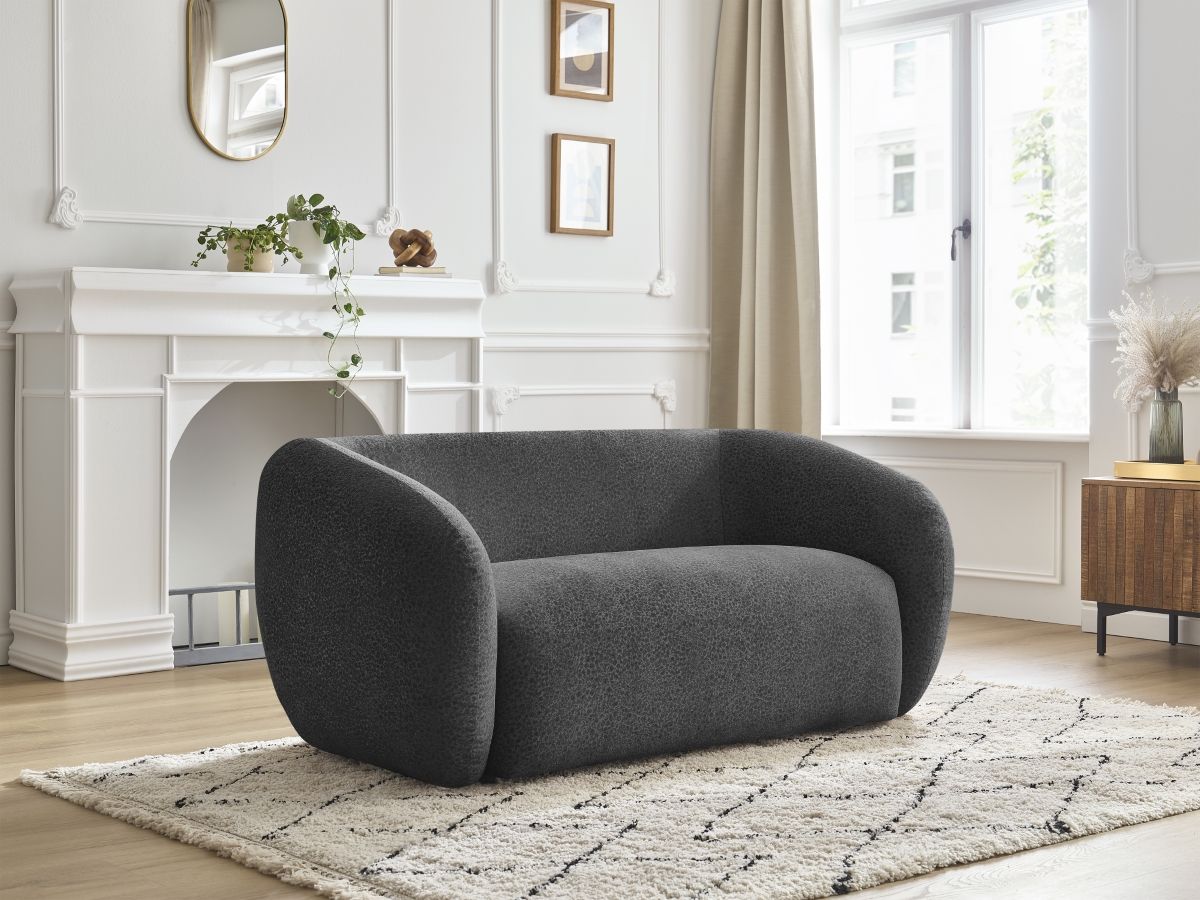 Canapé droit 2 places CELINE texturé gris foncé — vue 4