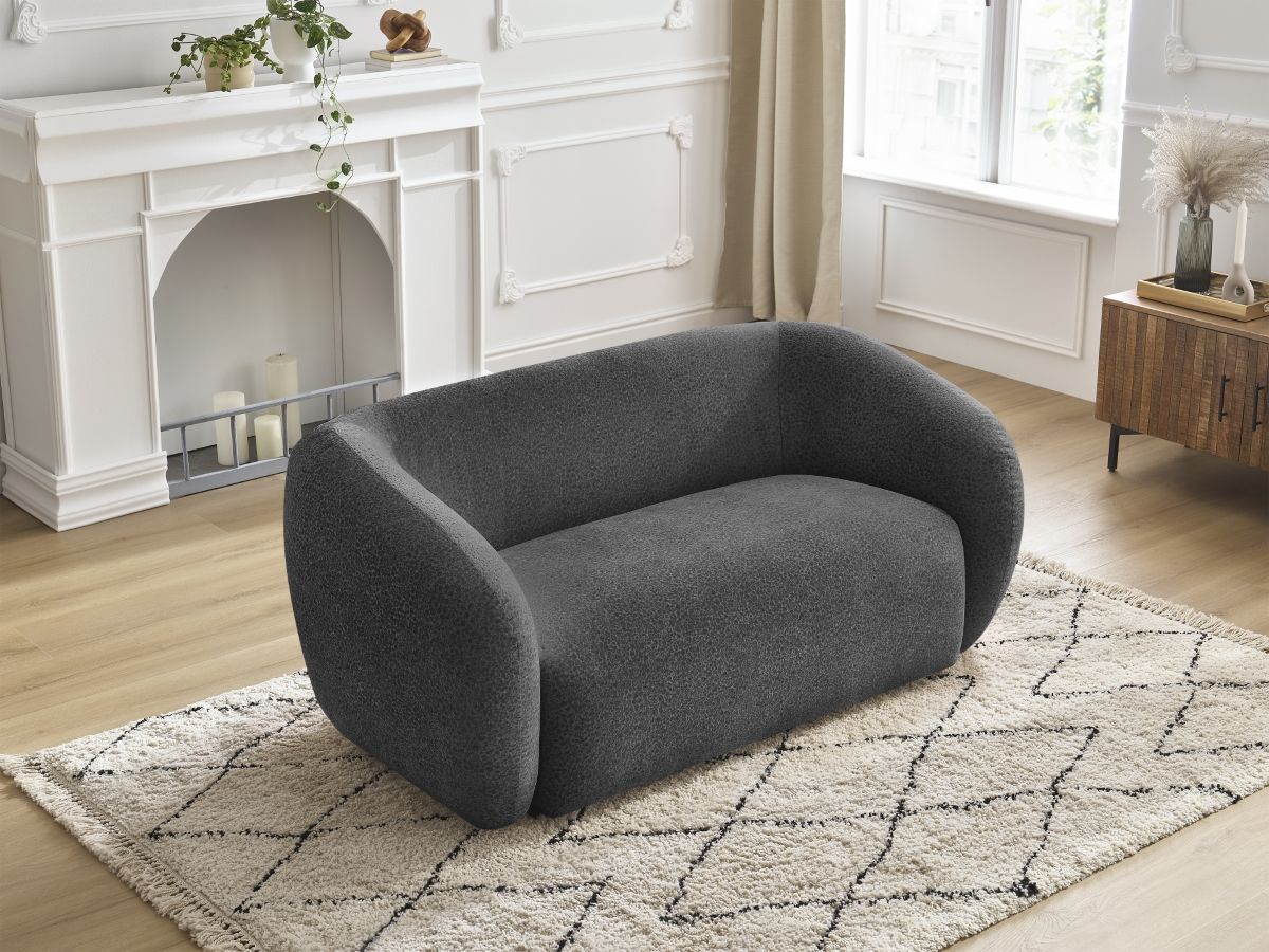 Canapé droit fixe 2 places CELINE tissu texturé