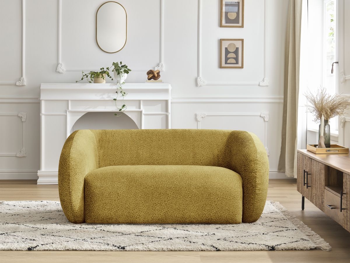 Canapé droit 2 places CELINE texturé jaune — vue 5