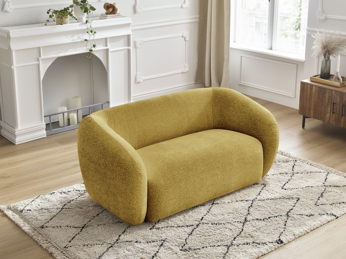 Canapé droit 2 places CELINE texturé jaune — vue 6