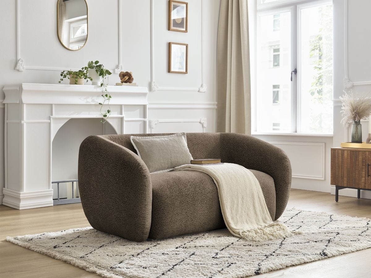 Canapé droit fixe 2 places CELINE tissu texturé