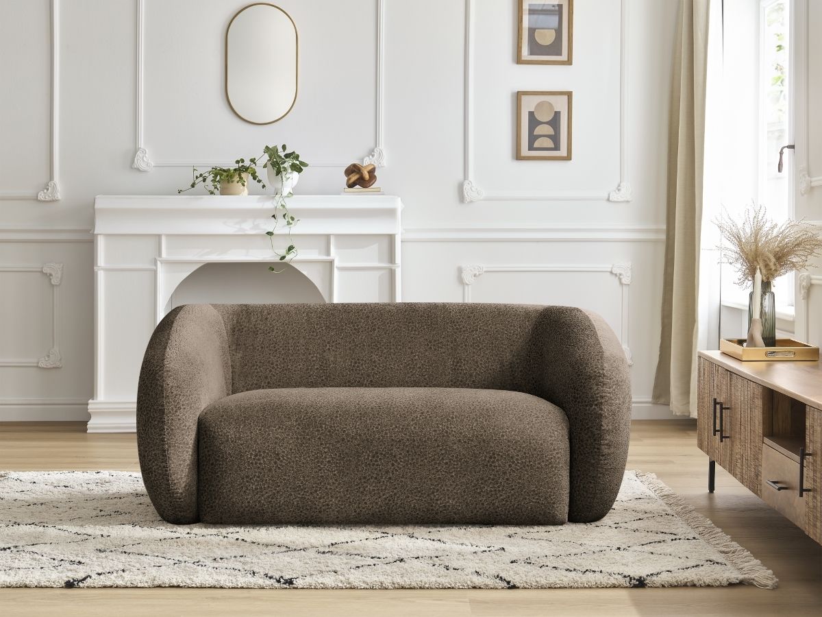 Canapé droit 2 places CELINE texturé marron — vue 5