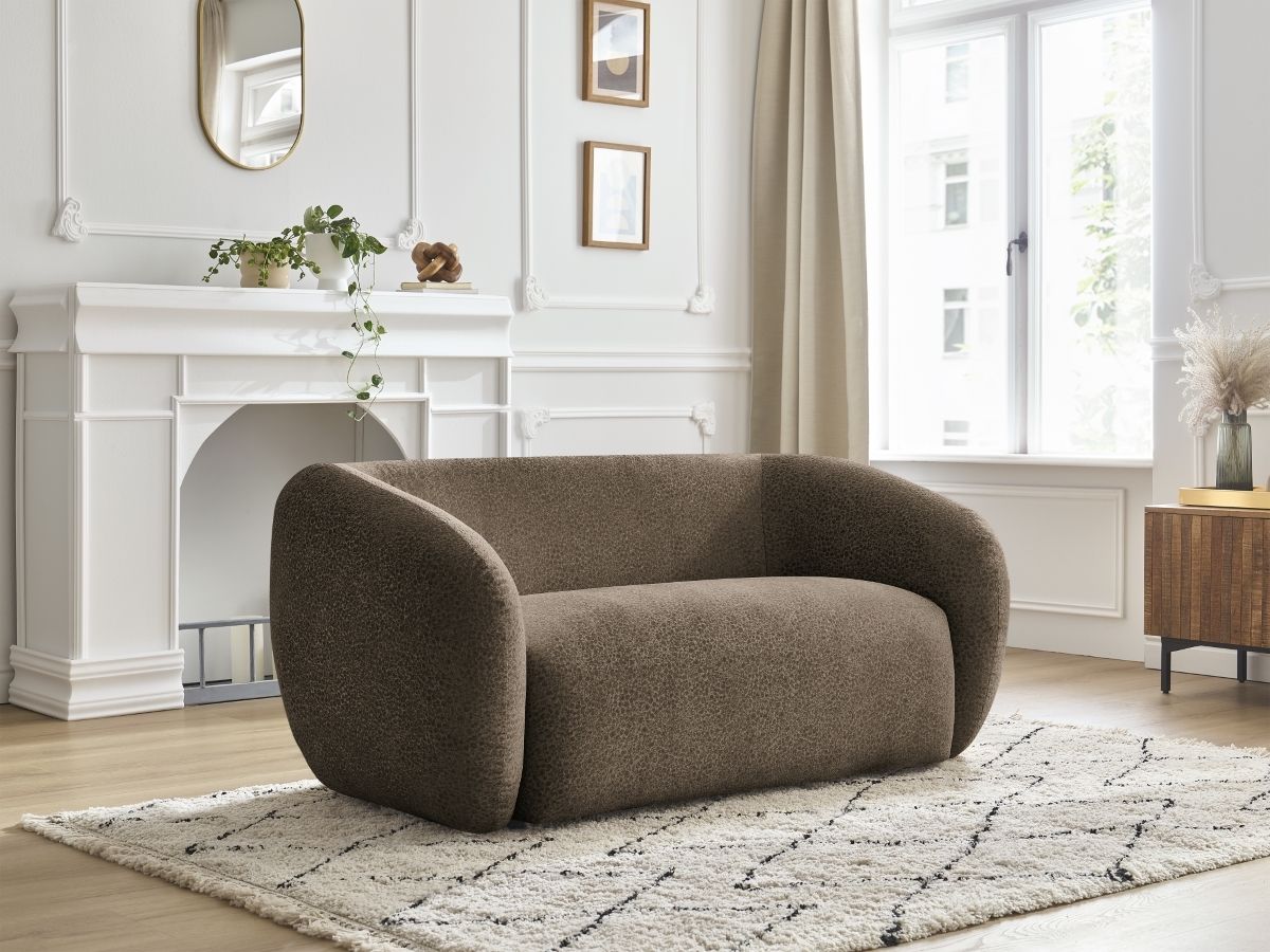 Canapé droit 2 places CELINE texturé marron — vue 4