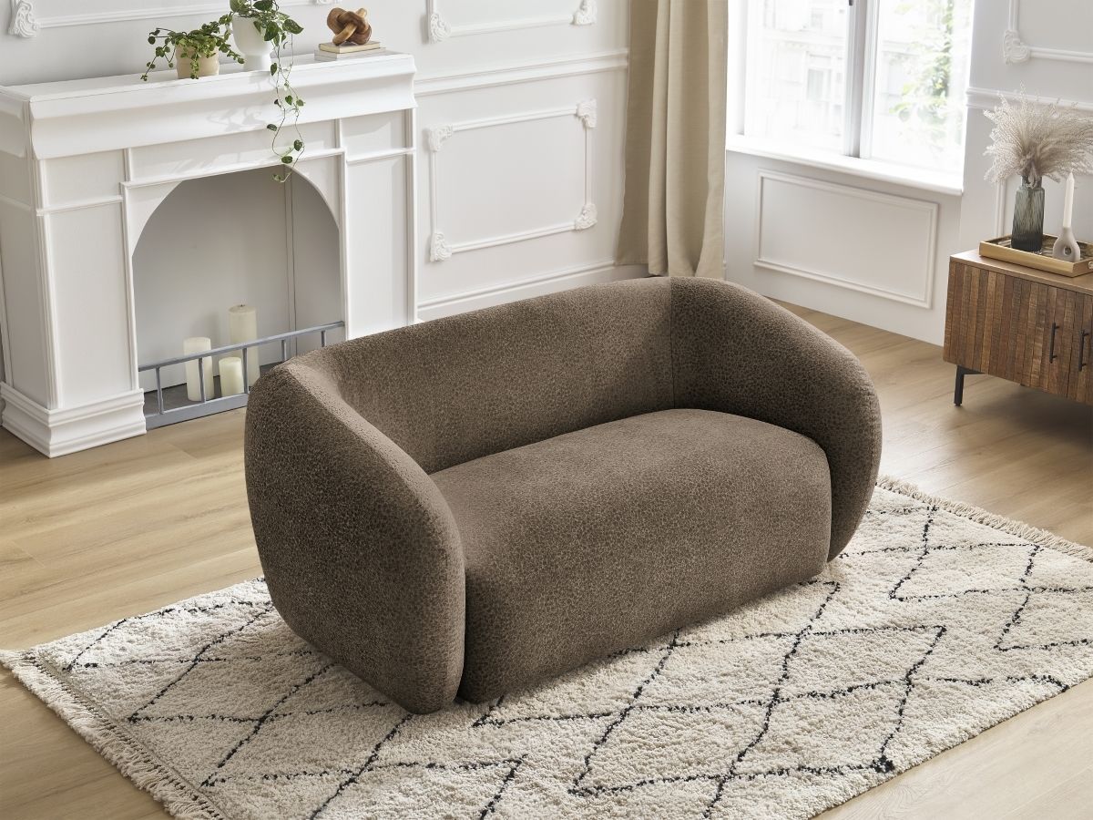 Canapé droit fixe 2 places CELINE tissu texturé