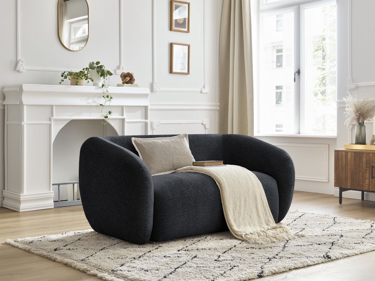 Canapé droit 2 places CELINE texturé noir