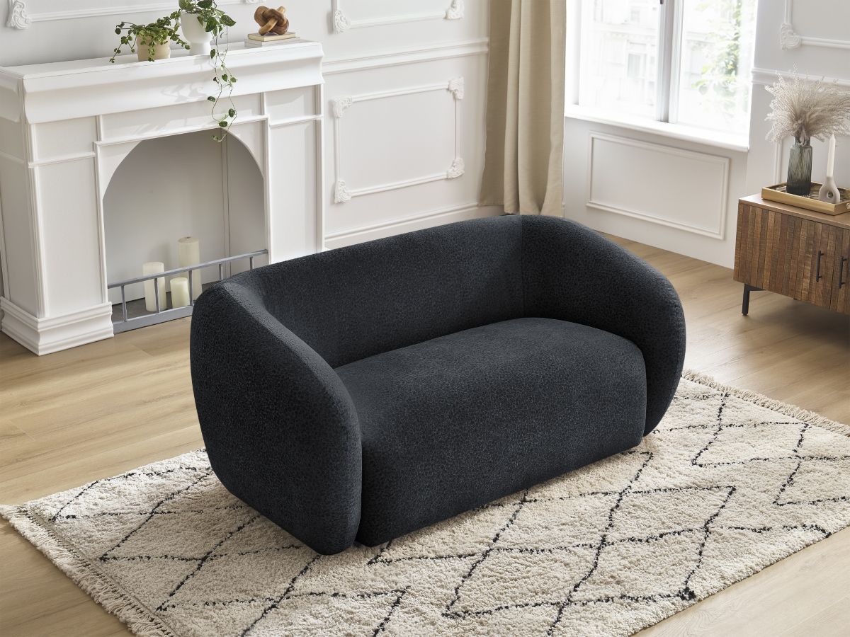 Canapé droit fixe 2 places CELINE tissu texturé