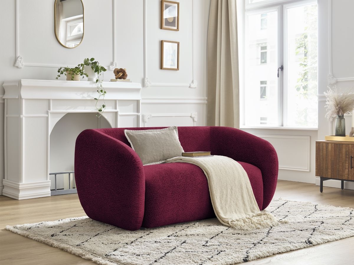 Canapé droit 2 places CELINE texturé rouge