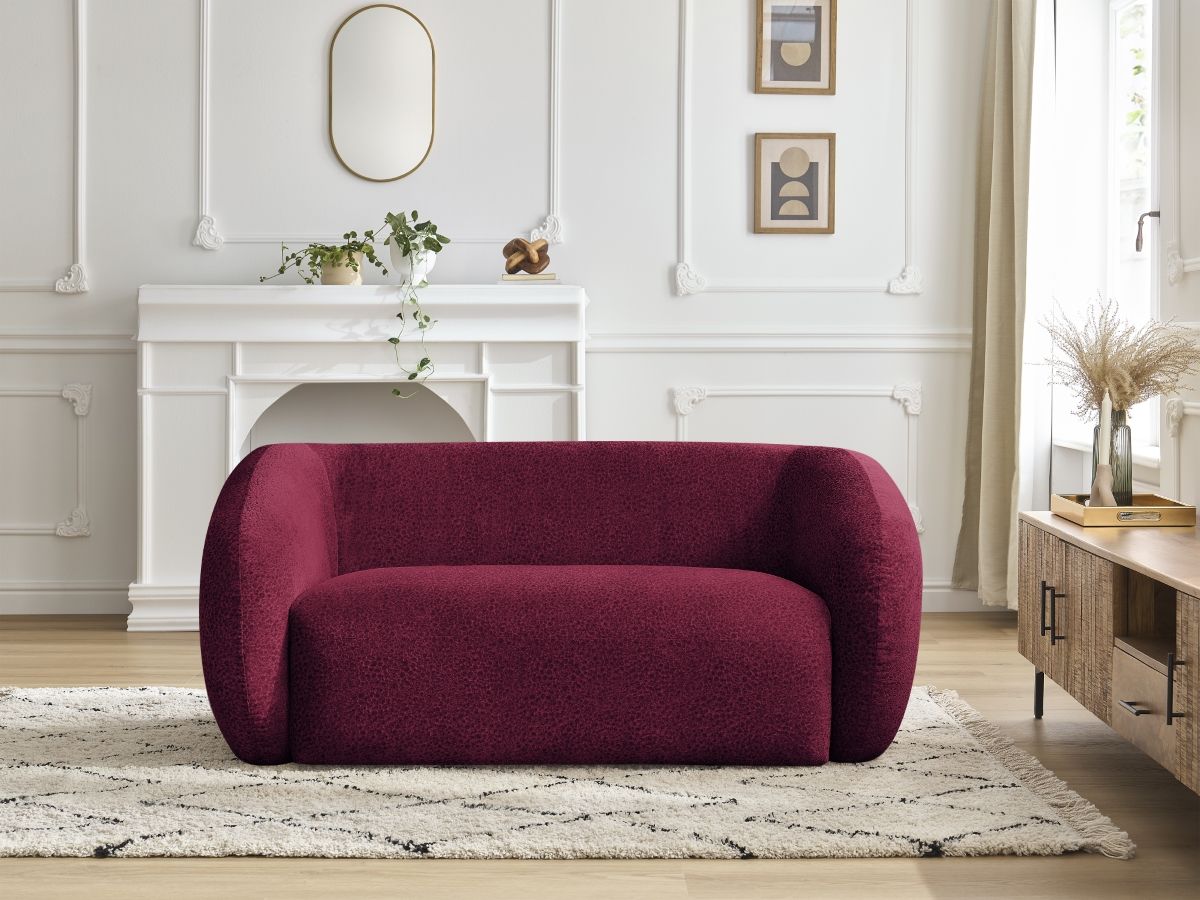 Canapé droit 2 places CELINE texturé rouge — vue 5