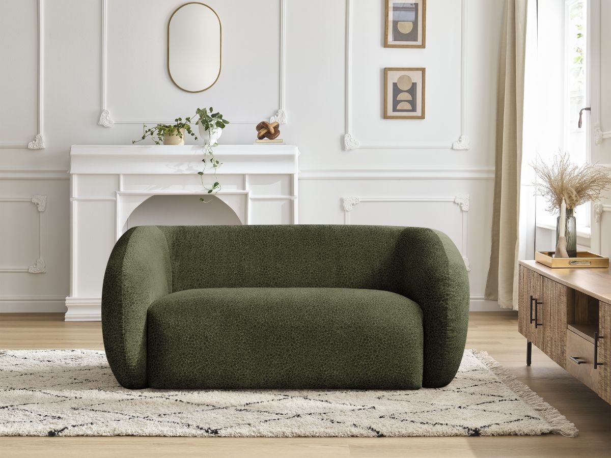 Canapé droit 2 places CELINE texturé vert — vue 5