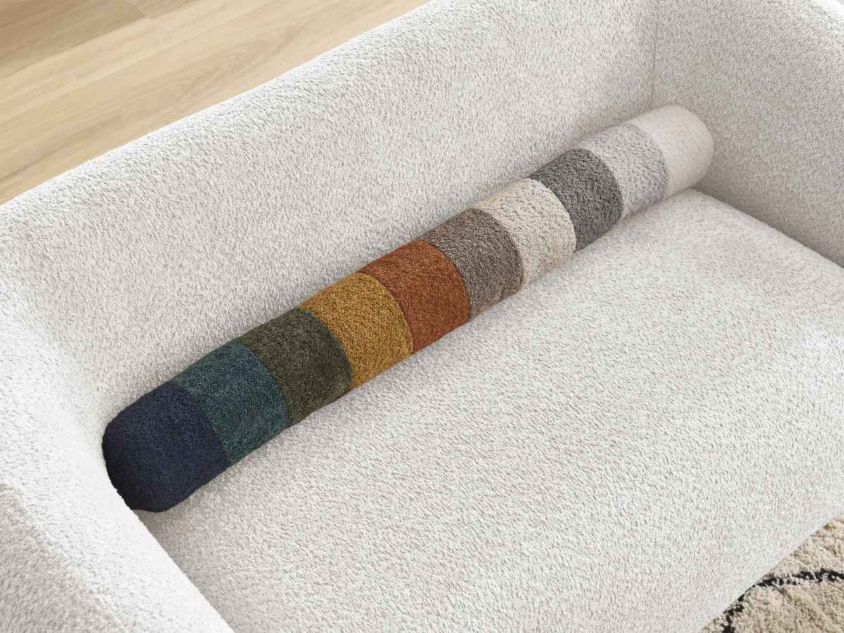 Canapé d'angle fixe EVEREST tissu chiné - Orange - Angle droit - 10 coussins
