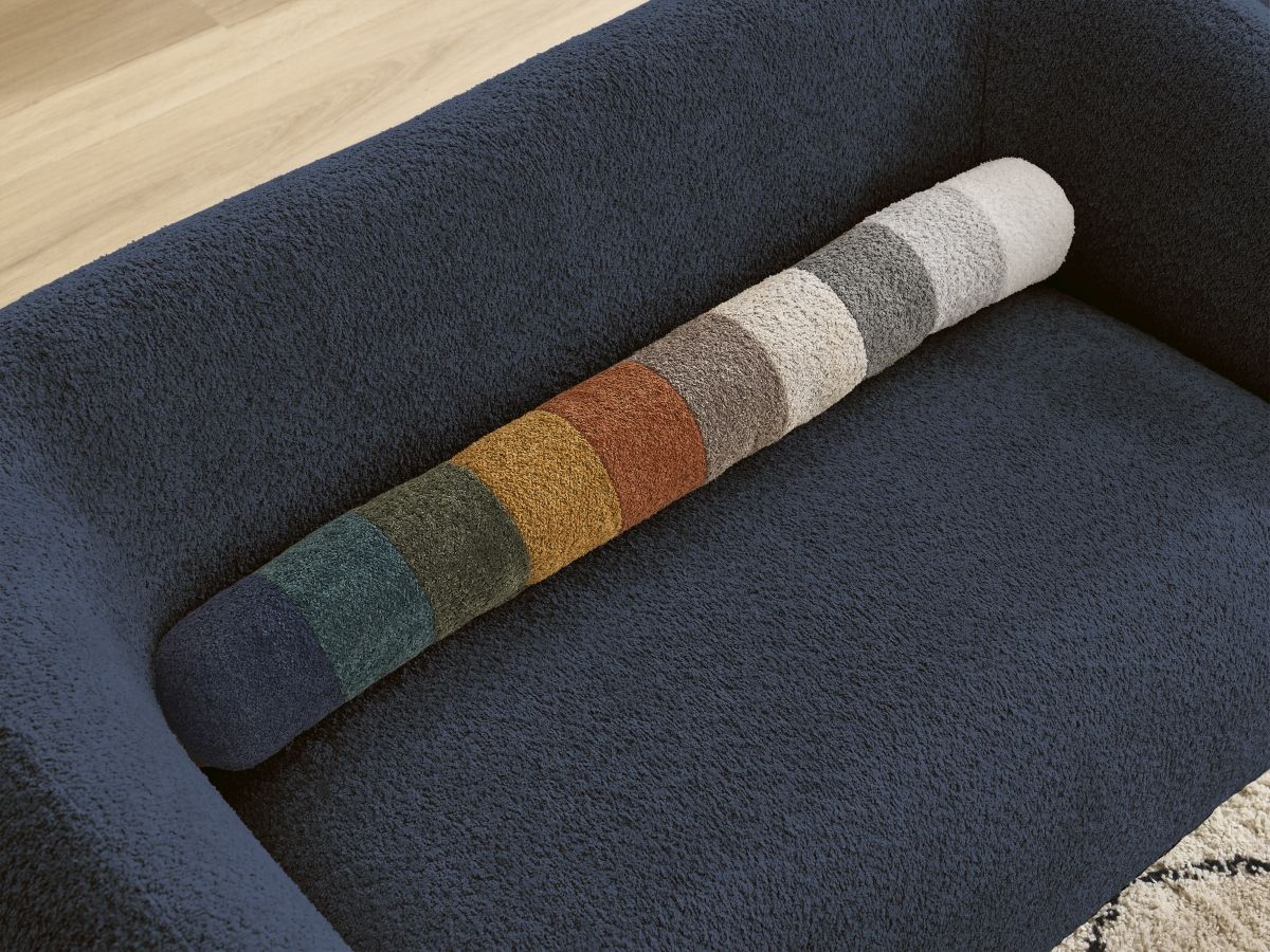 Canapé d'angle fixe EVEREST tissu chiné - Orange - Angle droit - 10 coussins