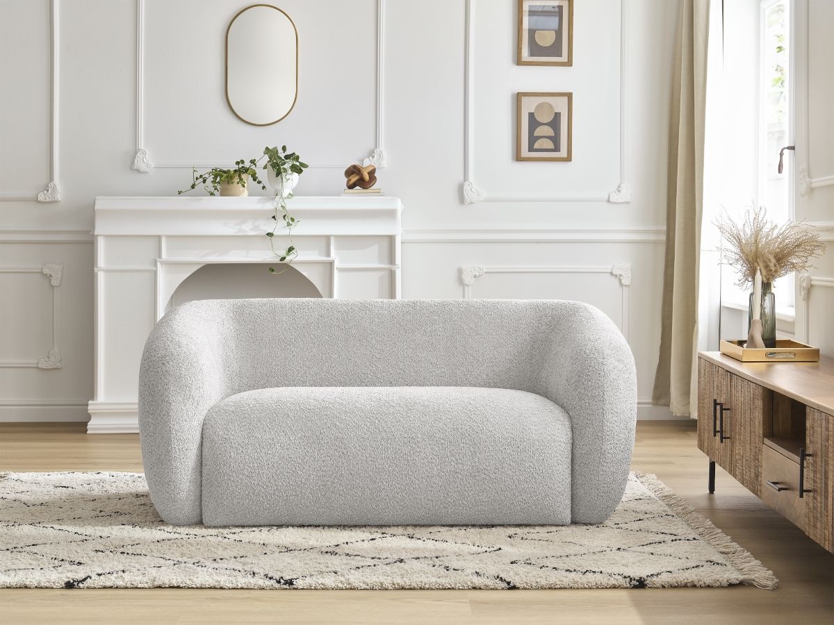 Canapé droit 2 places CELINE bouclette gris clair — vue 5