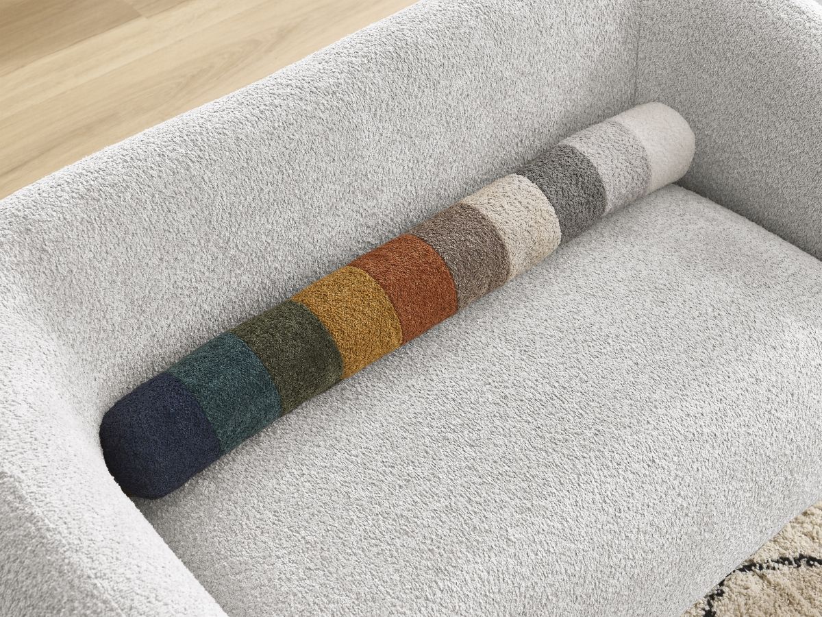 Canapé d'angle fixe EVEREST tissu chiné - Orange - Angle droit - 10 coussins