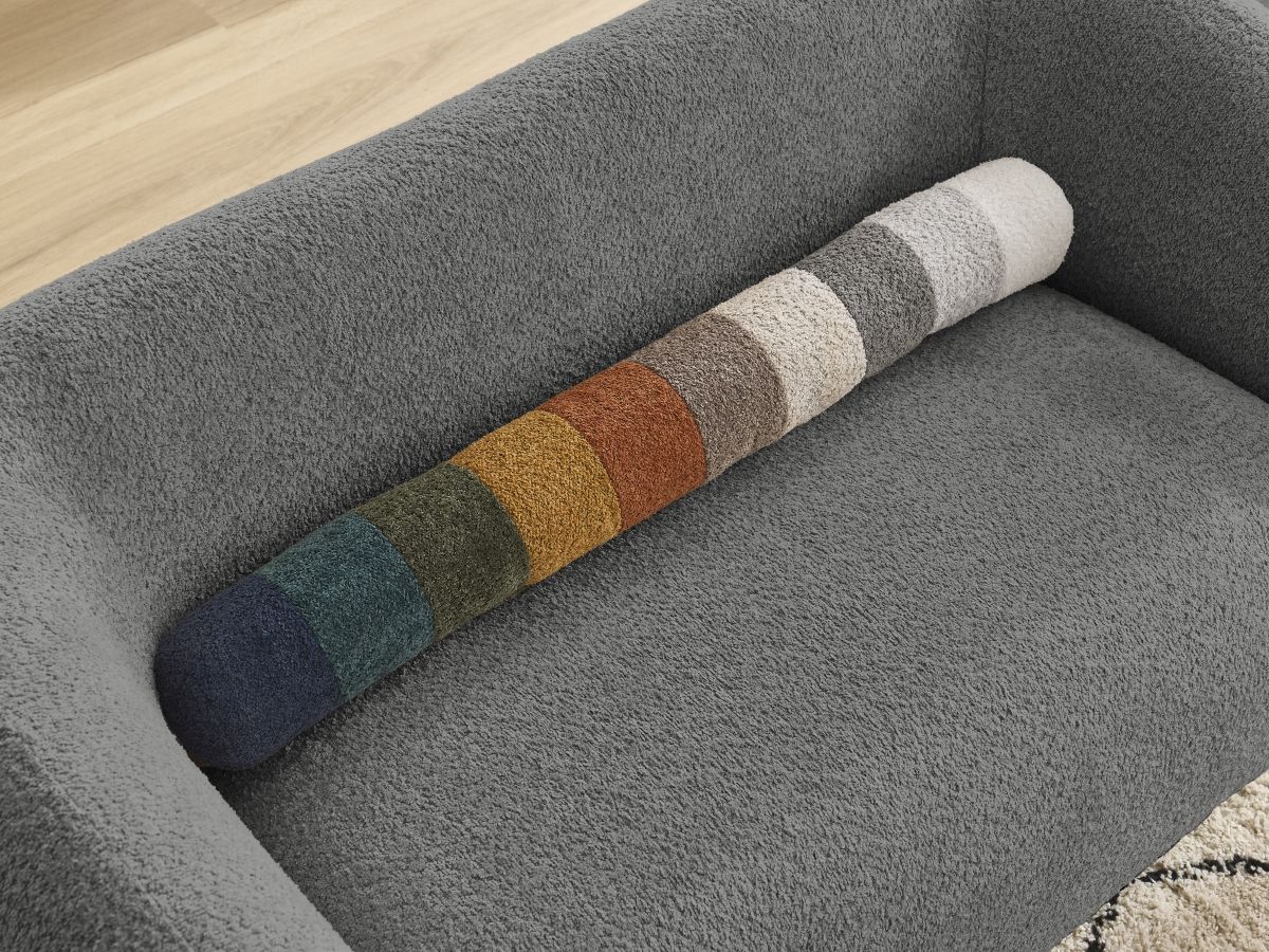 Canapé d'angle fixe EVEREST tissu chiné - Orange - Angle droit - 10 coussins