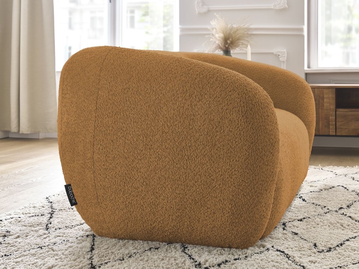 Canapé d'angle fixe EVEREST tissu chiné - Orange - Angle droit - 10 coussins