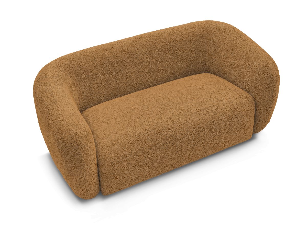 Canapé d'angle fixe EVEREST tissu chiné - Orange - Angle droit - 10 coussins