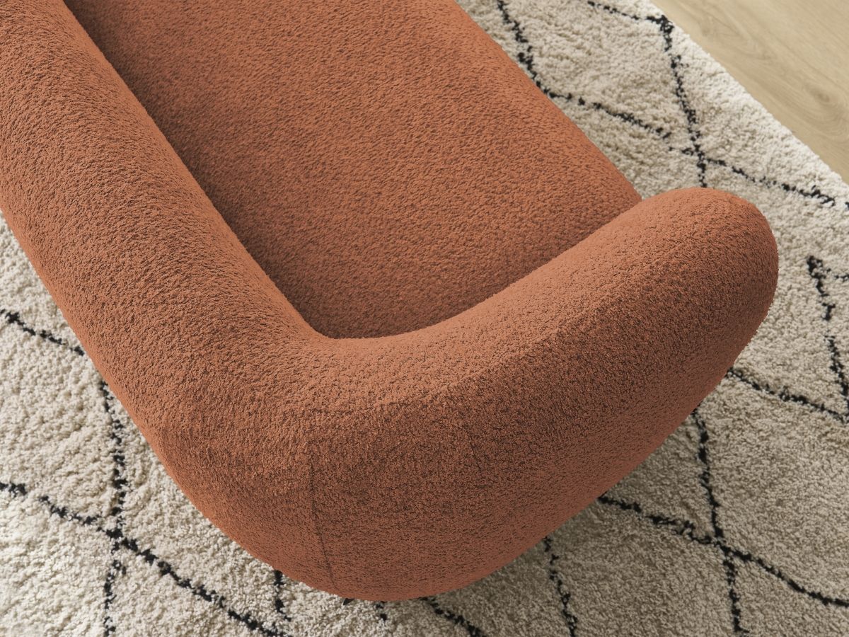 Canapé d'angle fixe EVEREST tissu chiné - Orange - Angle droit - 10 coussins
