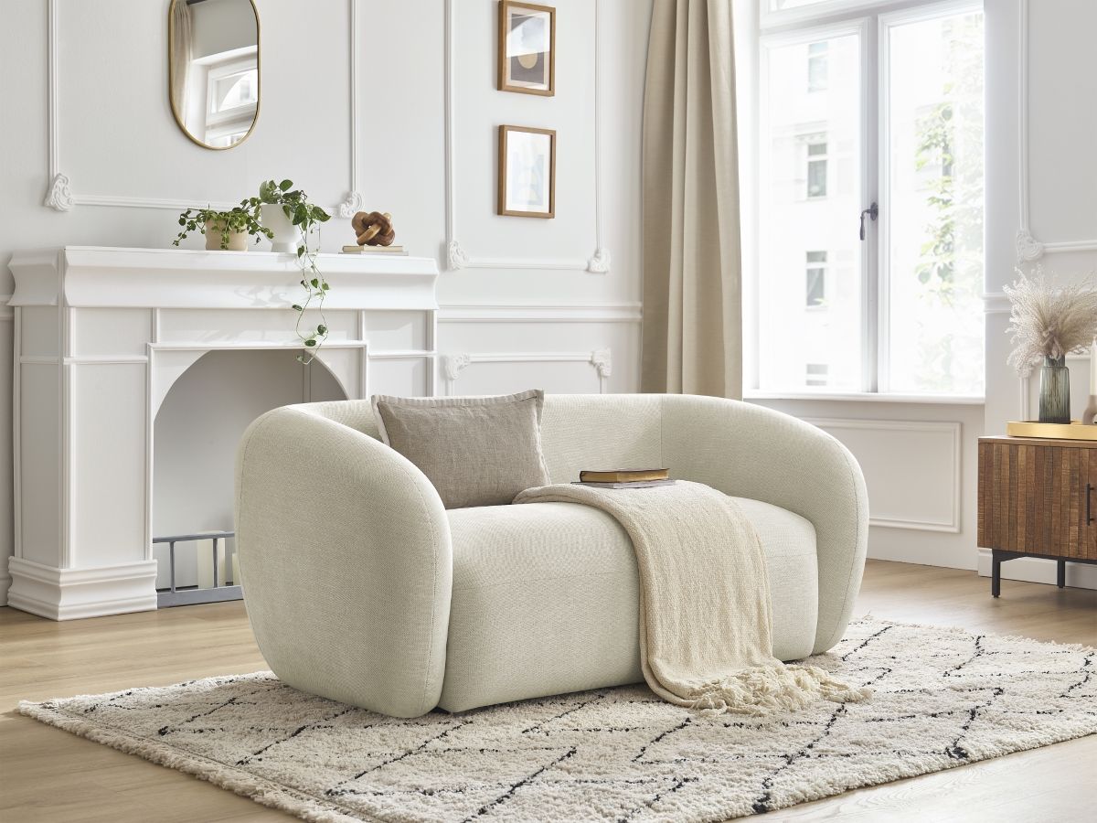 Canapé droit fixe 2 places CELINE tissu lisse