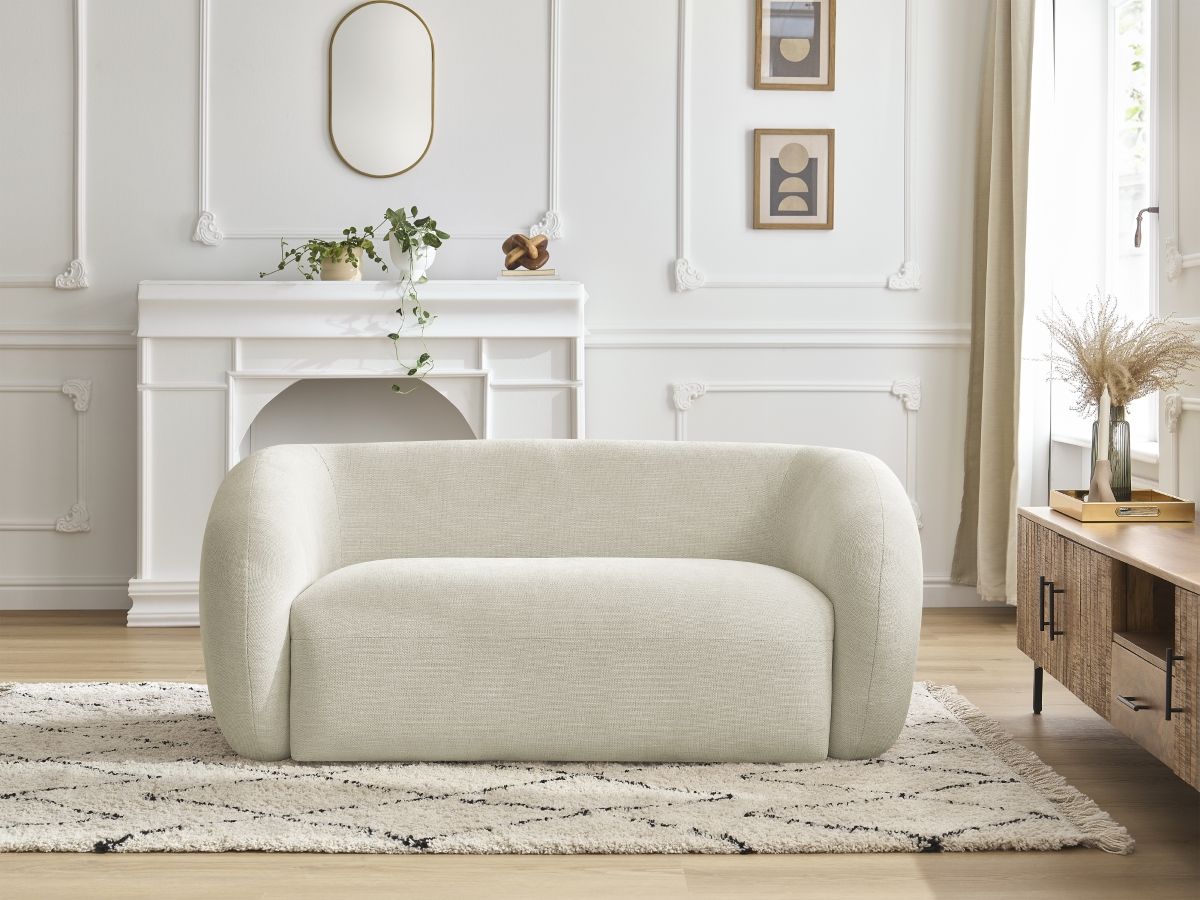 Canapé droit 2 places CELINE lisse beige — vue 5