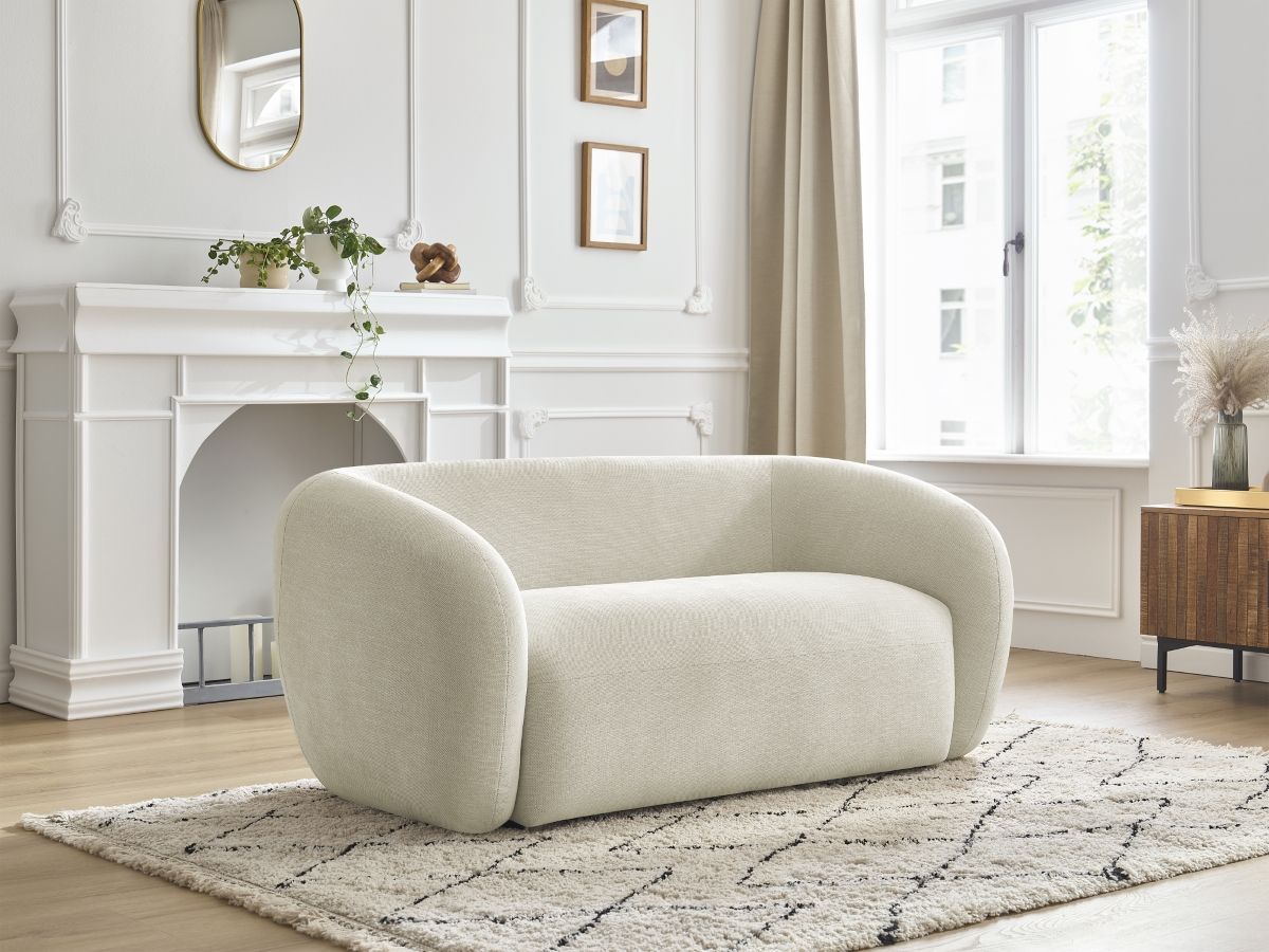 Canapé droit fixe 2 places CELINE tissu lisse