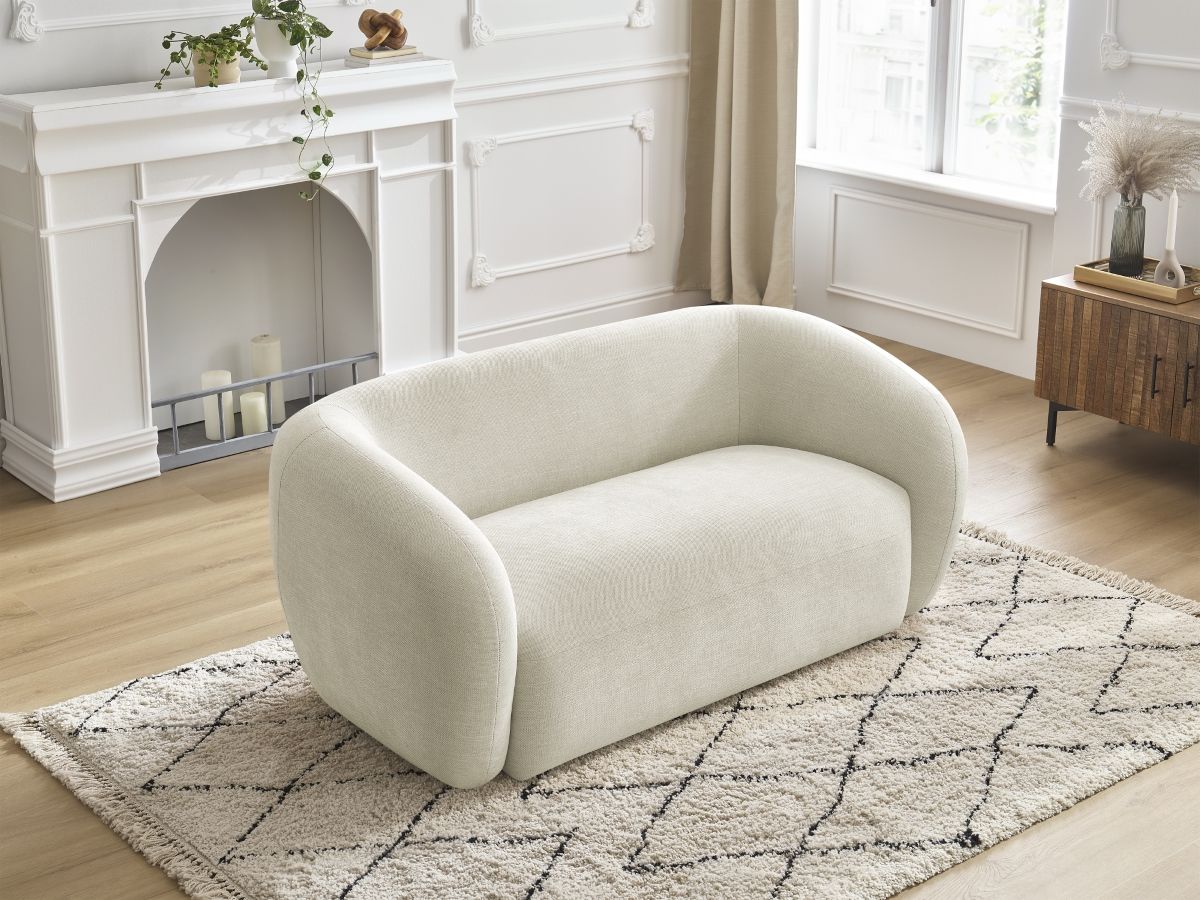 Canapé droit fixe 2 places CELINE tissu lisse