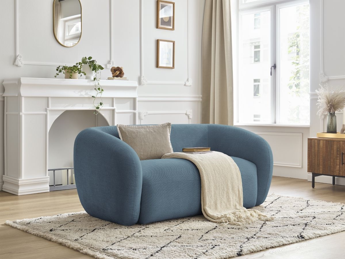 Canapé droit fixe 2 places CELINE tissu lisse