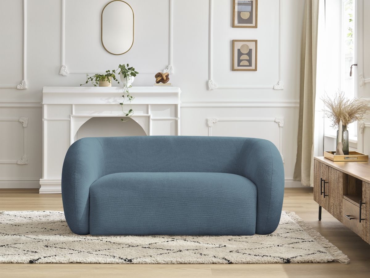 Canapé droit 2 places CELINE lisse bleu clair — vue 5