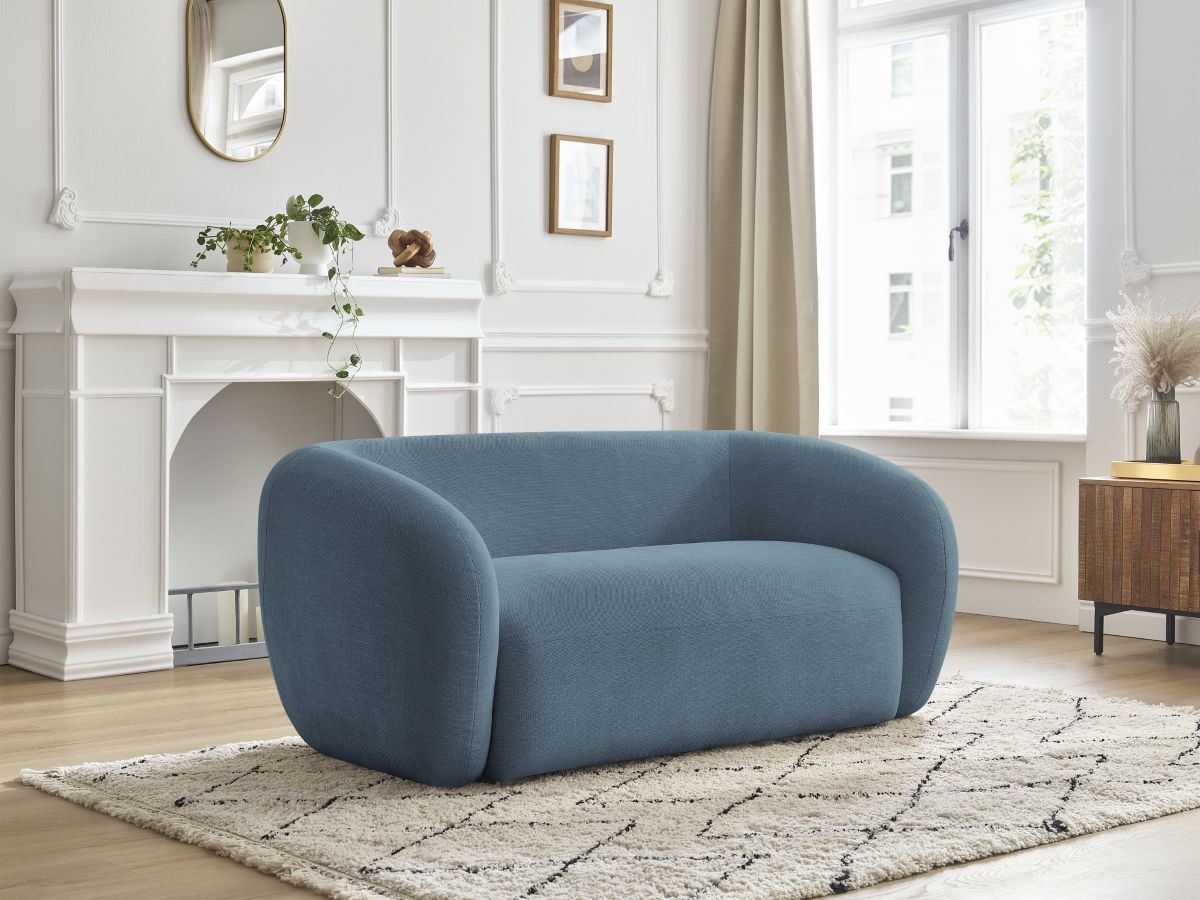 Canapé droit fixe 2 places CELINE tissu lisse