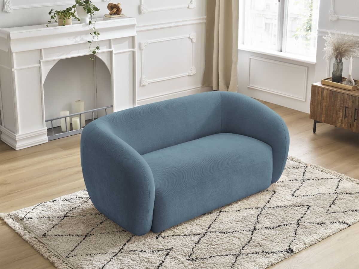 Canapé droit fixe 2 places CELINE tissu lisse