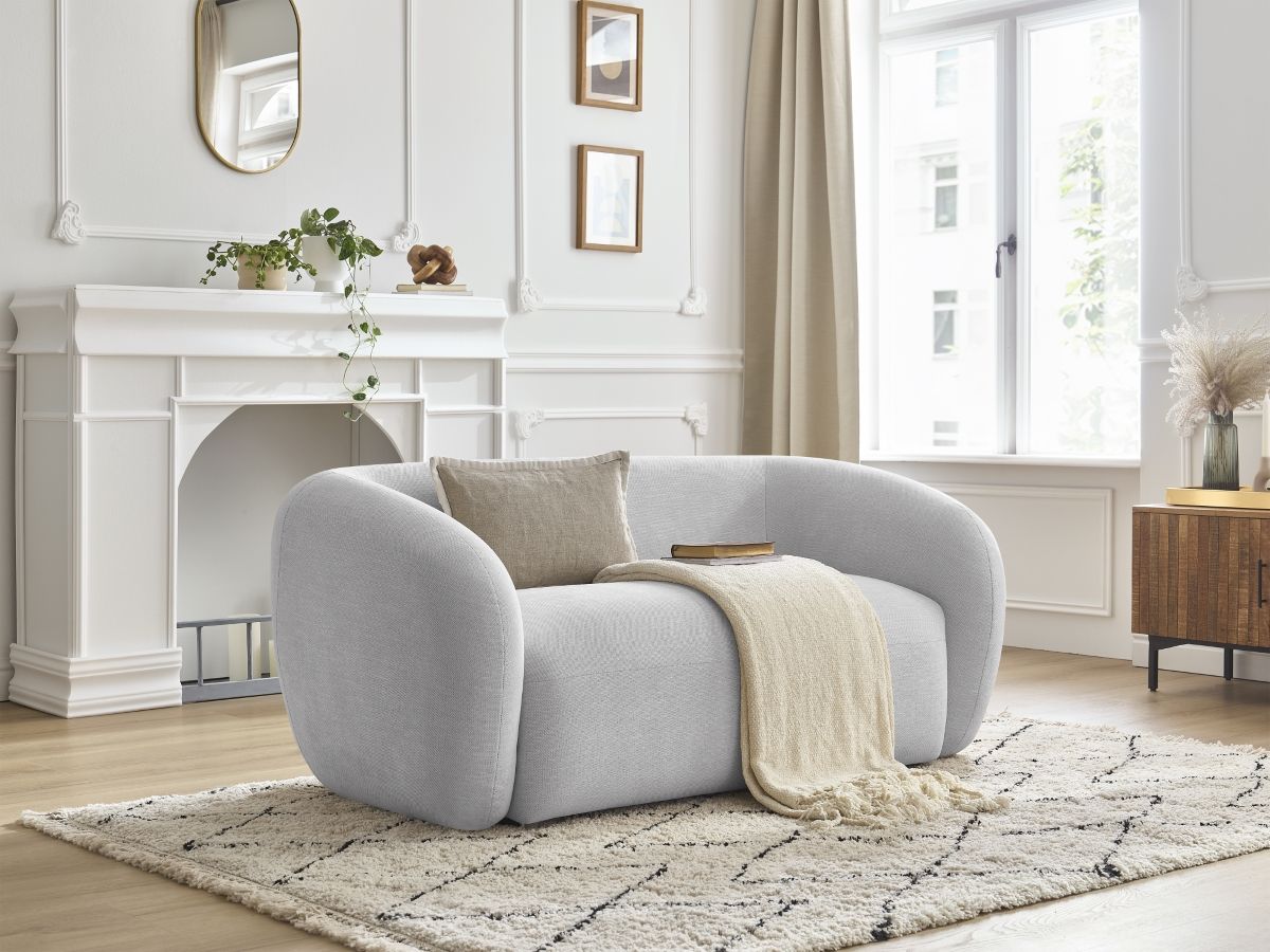 Canapé droit fixe 2 places CELINE tissu lisse