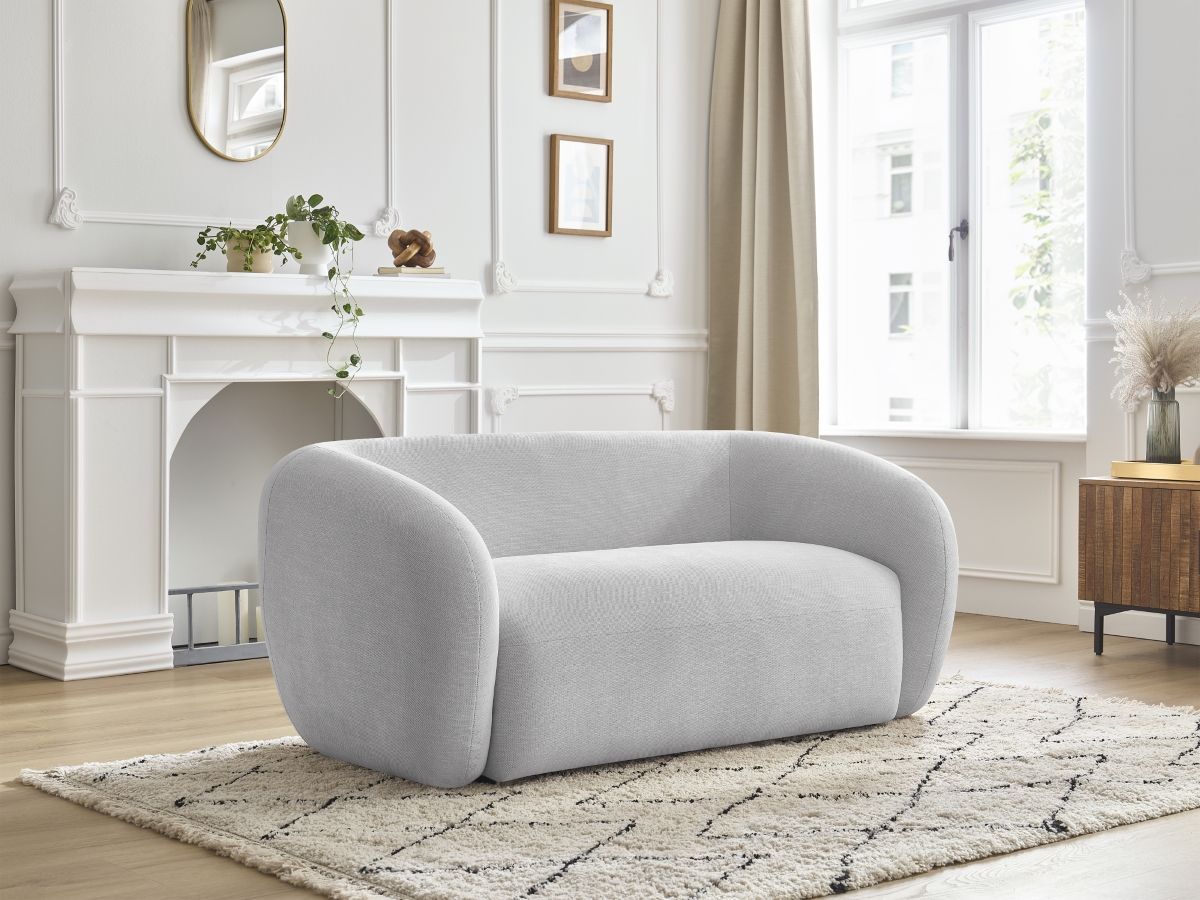 Canapé droit fixe 2 places CELINE tissu lisse