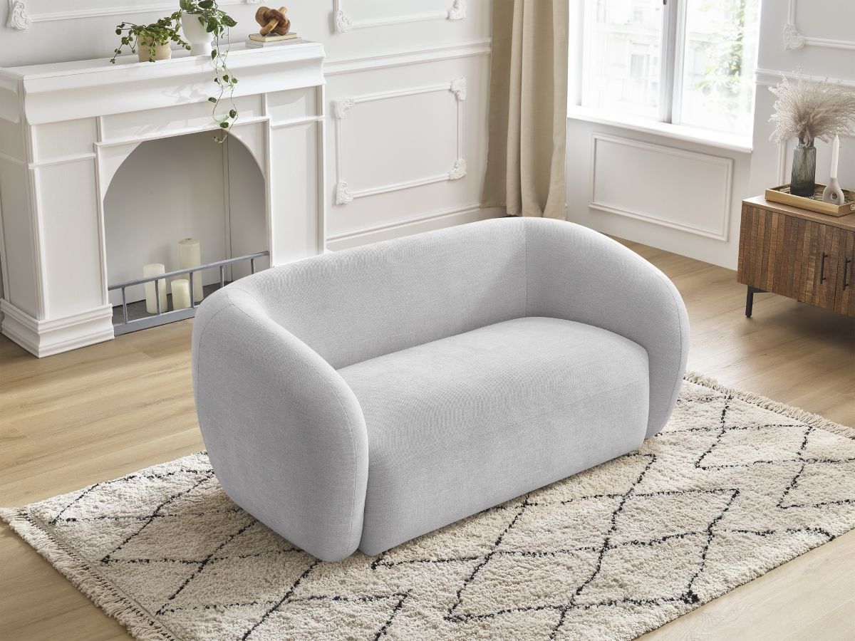 Canapé droit fixe 2 places CELINE tissu lisse