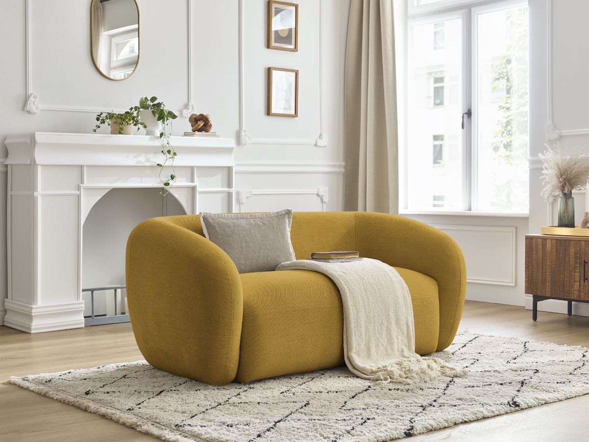Canapé droit fixe 2 places CELINE tissu lisse